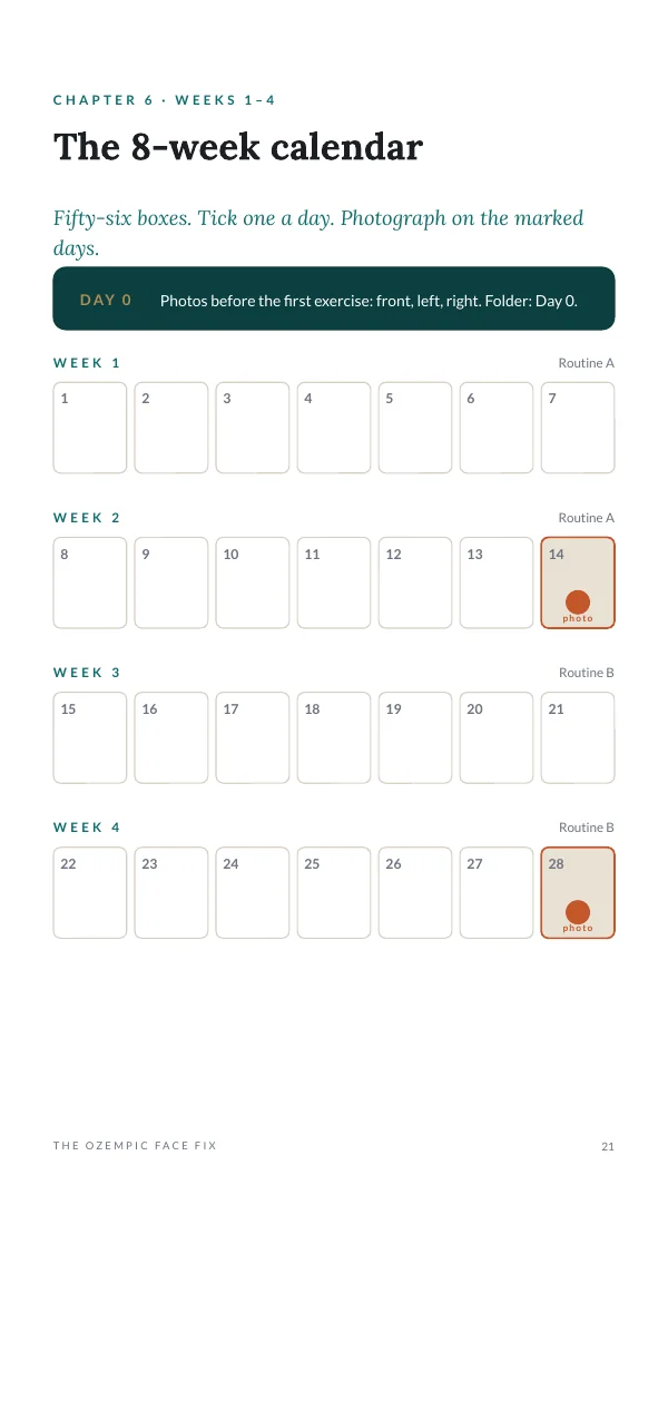 Guide page: the 8-week calendar